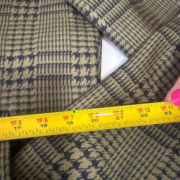 Flex Supply Mens Houndstooth‎ Button Up Mid Length Coat Jacket Olive Black XL - Picture 10 of 11